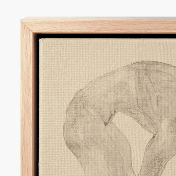 Beige Canvas Artwork Delicate Graphite Sketch Intertwined Organic Reijer Stolk, Stooping Naked Man, Bare Male Body, Spine Pitched Steeply,