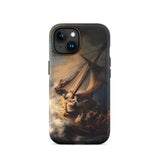 Storm on the Sea of Galilee - Rembrandt Phone Case Iphone 15 / Matte Black Phone Case Dramatic Painting Sailboat Stormy Seas Galilee