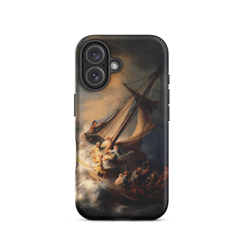 Storm on the Sea of Galilee - Rembrandt Phone Case Iphone 16 / Matte Black Phone Case Dramatic Painting Sailboat Turbulent Seas Galilee