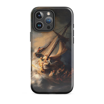 Storm on the Sea of Galilee - Rembrandt Phone Case Iphone 16 Pro Max / Gloss Black Phone Case Dramatic Painting Sailors Turbulent Seas