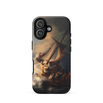 Storm on the Sea of Galilee - Rembrandt Phone Case Iphone 17 / Matte Black Phone Case Dramatic Painting Ship Stormy Seas Galilee Erupts,