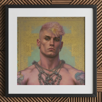 Strapping Young Lad art print, framed, gay thug portrait