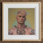 Strapping Young Lad - Queercore Gay Thug Art Print, 12x12’’ / 31x31cm / Natural Frame / 2’’ Matboard, Framed Painting Person Pink Hair