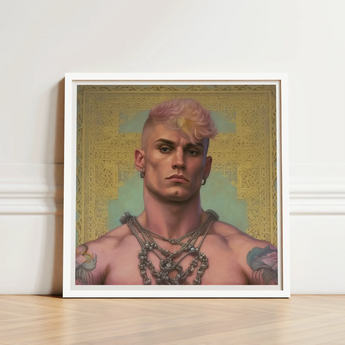 Strapping Young Lad - Queercore Gay Thug Art Print / Canvas Framed Digital Artwork Muscular Man Pink Blonde Hair Fine Paper, Bold