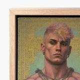 Strapping Young Lad - Queercore Gay Thug Art Print / Canvas Framed Portrait Man Pink Blonde Hair Silver Hoop Fine Paper, Bold Statements,