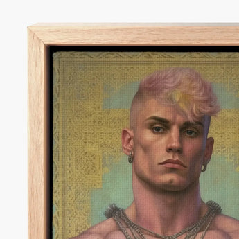 Strapping Young Lad - Queercore Gay Thug Art Print / Canvas Framed Portrait Man Pink Blonde Hair Silver Hoop Fine Paper, Bold Statements,