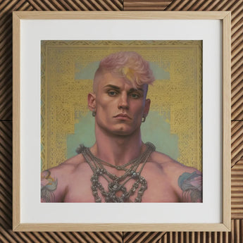 Strapping Young Lad - Queercore Gay Thug Art Print / Canvas Gold Chain Necklace Intricate Design Pendant Fine Paper, Bold Statements, Prints