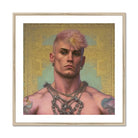 Strapping Young Lad - Queercore Gay Thug Art Print, Portrait Muscular Figure Pink Hair Chain Necklaces Tattoos