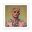 Strapping Young Lad Queercore Gay Thug Art Print, Portrait Person Pink Hair Metal Chain Accessories Visible