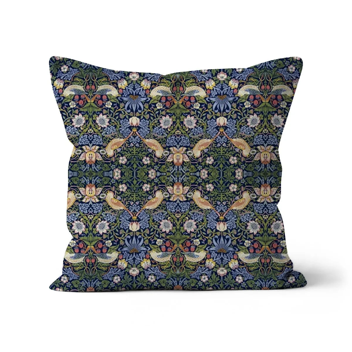Strawberry Thief - William Morris Cushion - Decorative Throw Pillow - Linen / 18’x18’ - Throw Pillows - Aesthetic Art