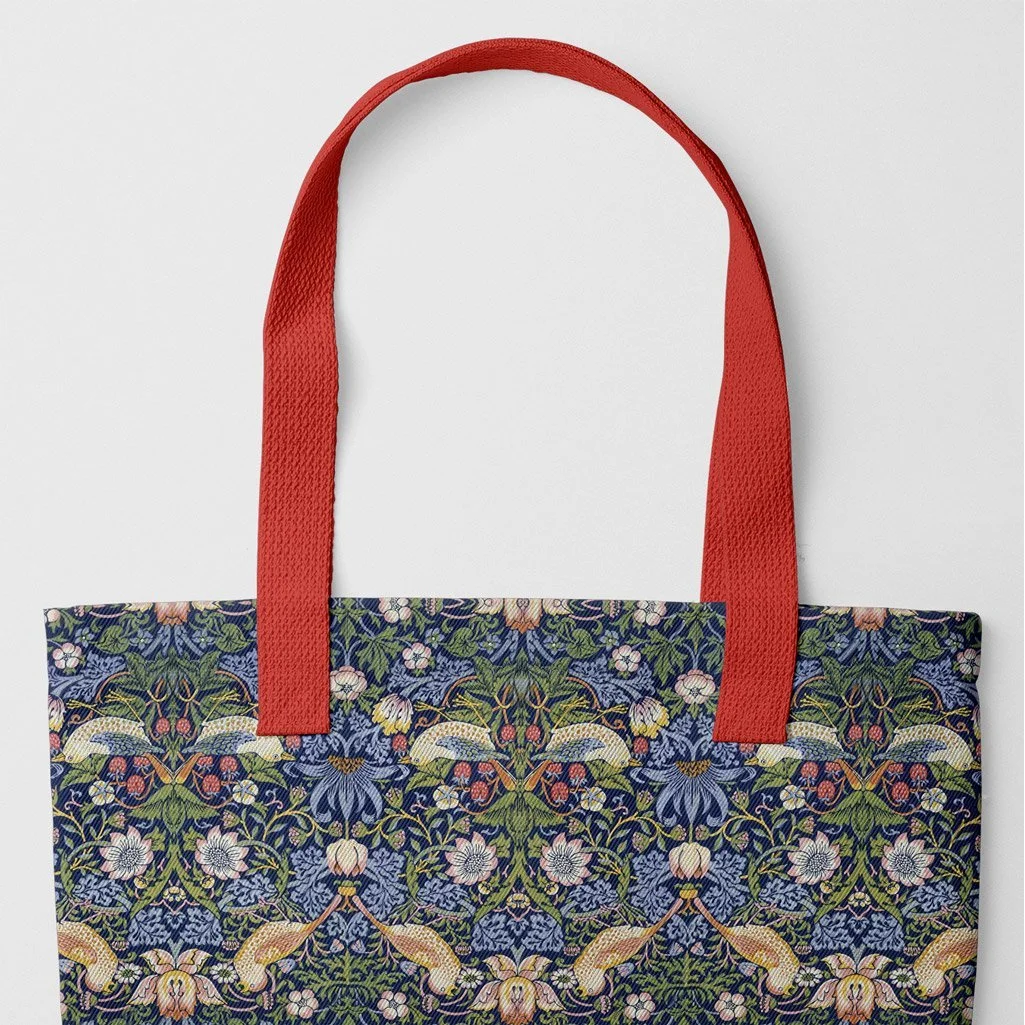 Strawberry Thief - William Morris Shopping Tote Red Bags