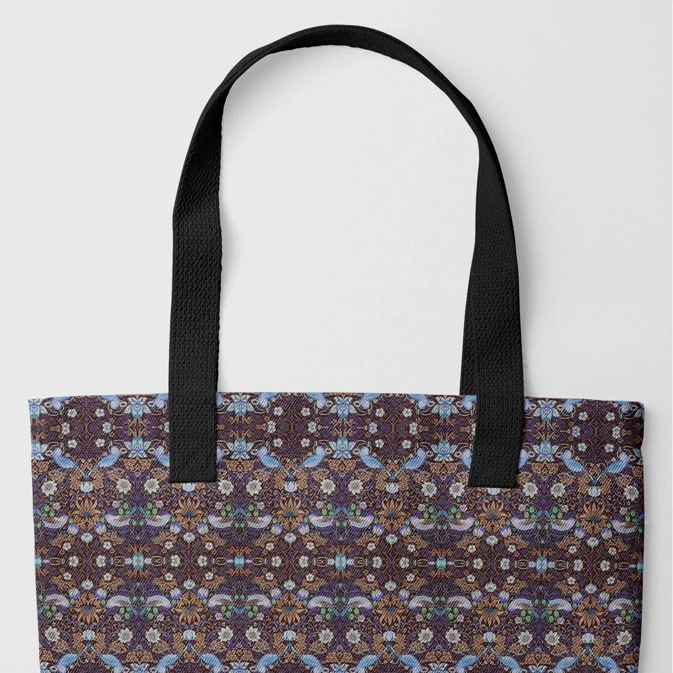 Strawberry Thief Too x 2 Tote - Heavy Duty Reusable Grocery Bag - Black Handles - Shopping Totes - Aesthetic Art