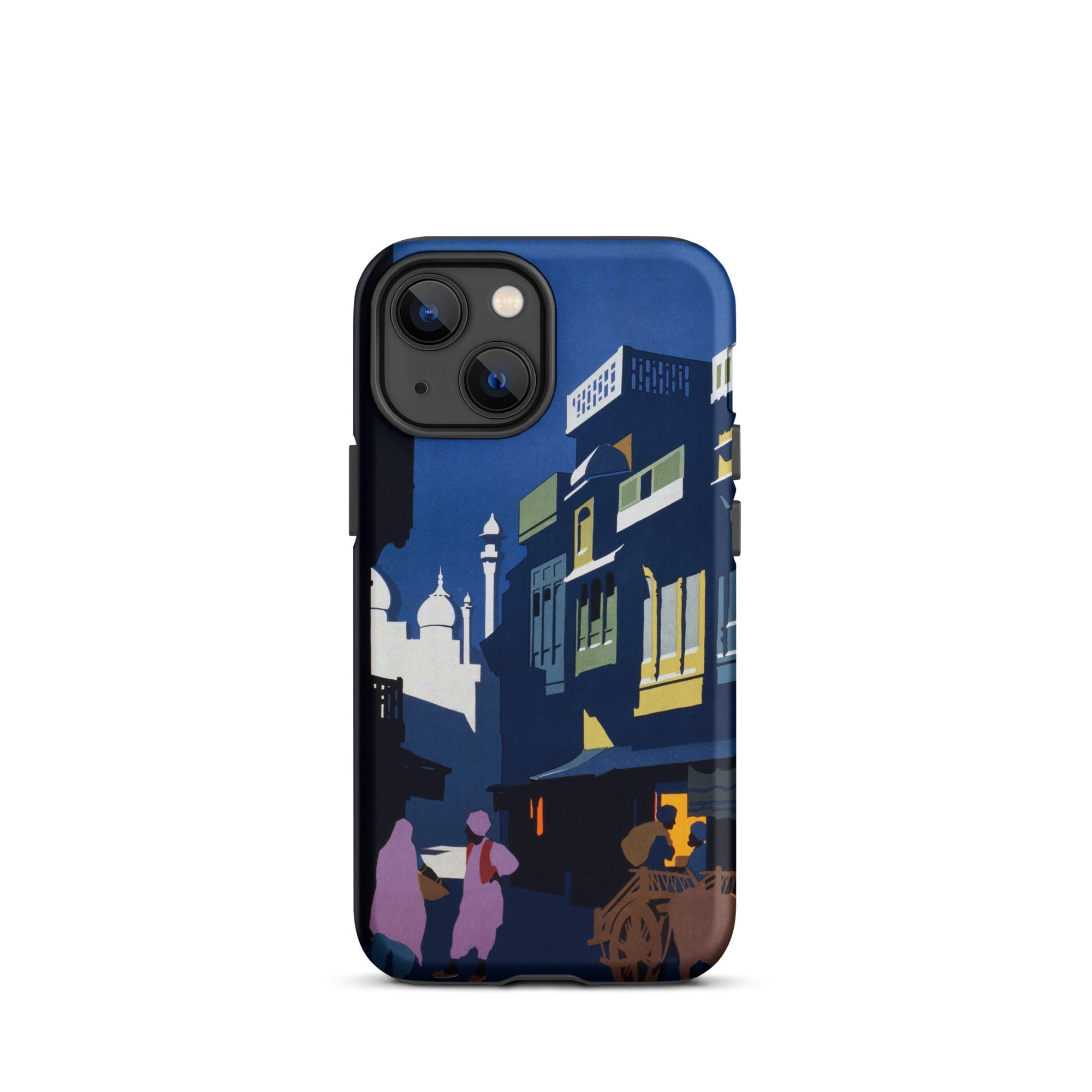 Street by Moonlight India Travel Poster Iphone Case, 13 Mini / Matte, Phone Case Cityscape Design