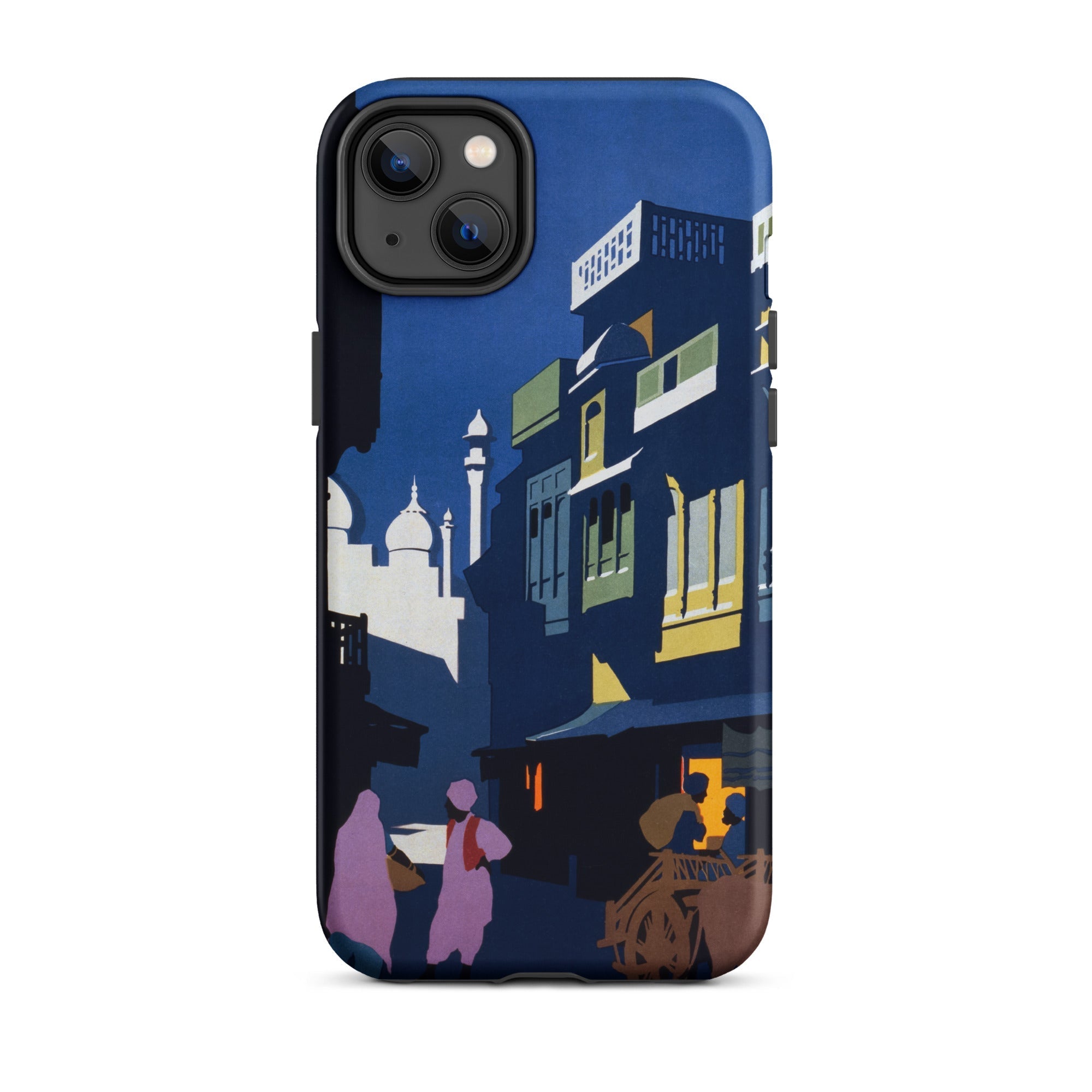 Street by Moonlight India Travel Poster Iphone Case, 14 Plus / Matte, Phone Case Nighttime Street Scene