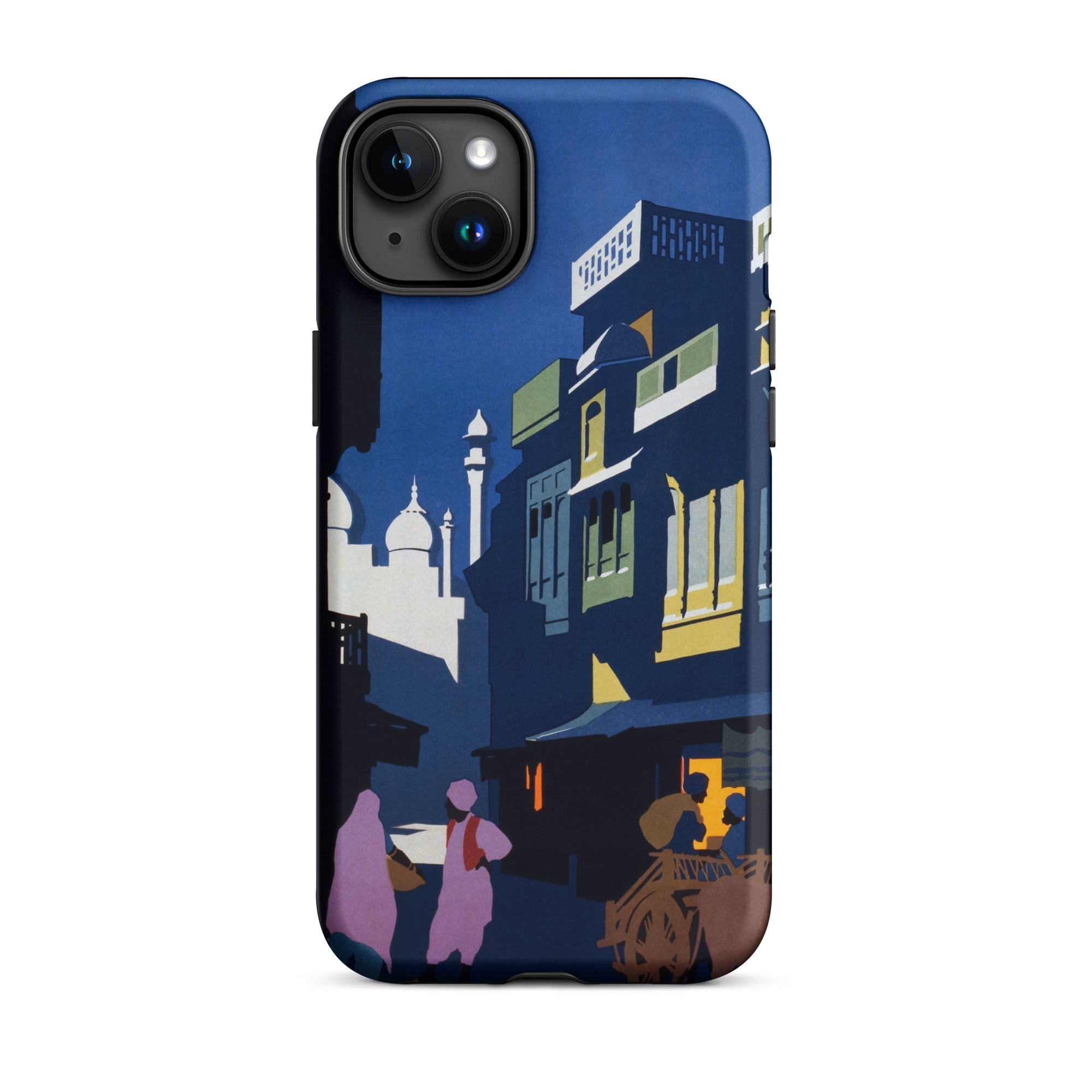 Street by Moonlight India Travel Poster Iphone Case, 15 Plus / Matte, Phone Case Street Scene