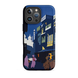 Street by Moonlight - India Travel Poster Iphone Case, 16 Pro Max / Matte, Phone Case Street Scene Design