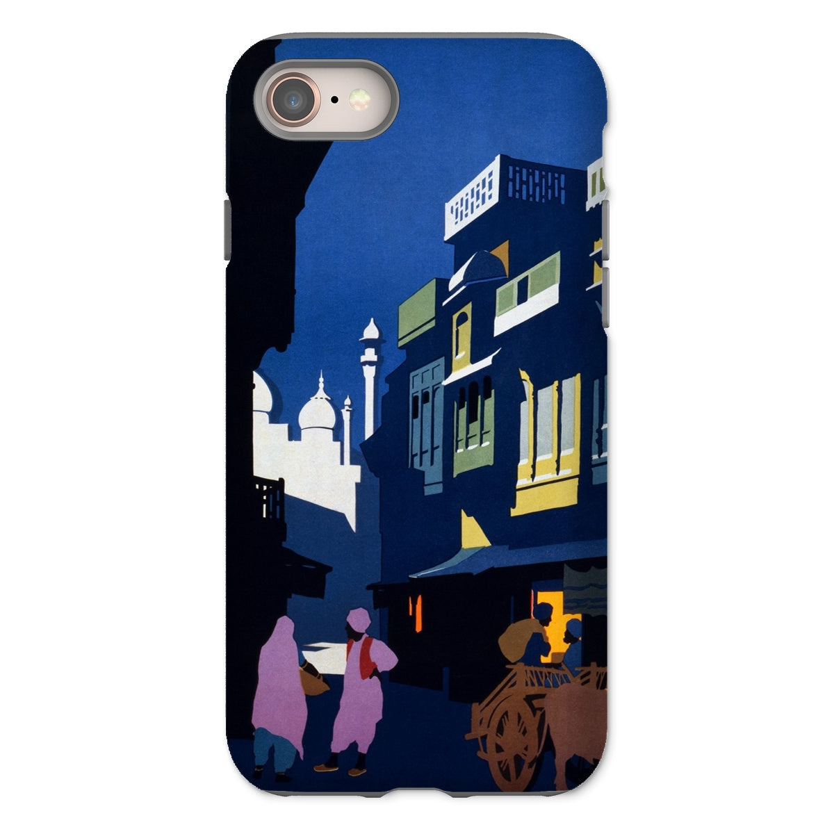 Street by Moonlight India Travel Poster Iphone Case, 8 / Matte, Phone Case Artistic Illustration Middle Eastern Nighttime Street
