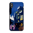 Street by Moonlight India Travel Poster Iphone Case, x / Matte, Phone Case Artistic Illustration Middle Eastern Nighttime Street