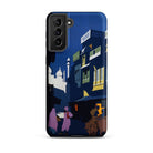 Street by Moonlight India Travel Poster Samsung Case, Galaxy S21 Plus / Matte, Smartphone Dark Blue Case Stylized Illustration Street Scene