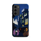 Street by Moonlight India Travel Poster Samsung Case, Galaxy S23 Plus / Matte, Smartphone Case Night Scene Illustration Market Street