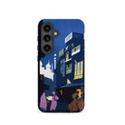Street by Moonlight India Travel Poster Samsung Case, Galaxy S24 / Matte, Smartphone Case Night Time Street Scene Buildings People