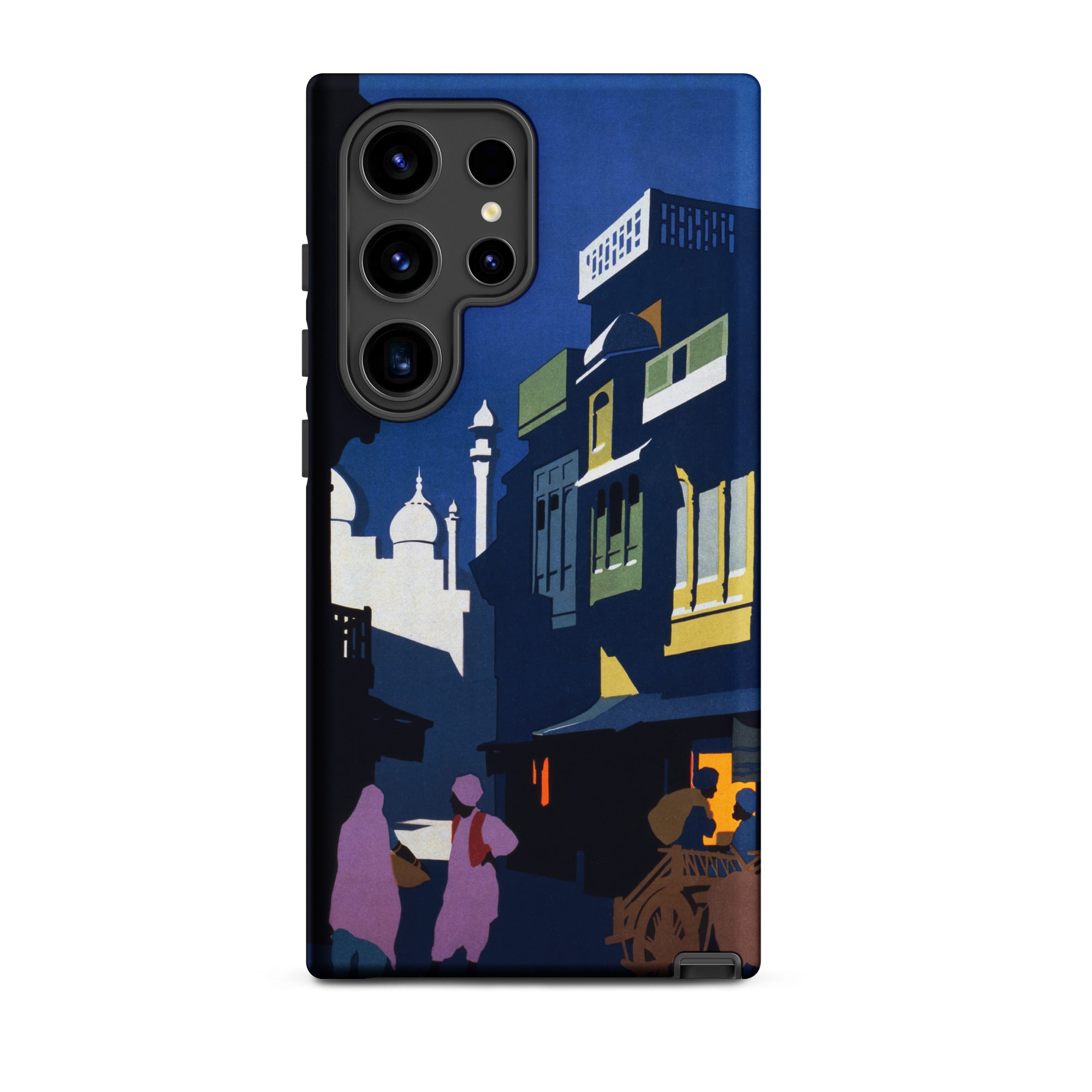 Street by Moonlight India Travel Poster Samsung Case, Galaxy S24 Ultra / Matte, Smartphone Case Artistic Depiction Dark Street Scene
