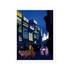 A Street by Moonlight Visit India 1920s Art Print, 24x32’’ / 61x81cm / Unframed, Vibrant Indian Street Scene