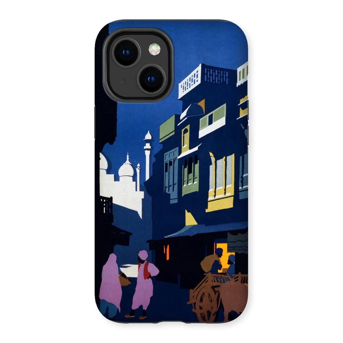 Street by Moonlight - India Travel Poster Iphone Case 14 Plus / Matte Mobile Phone Cases