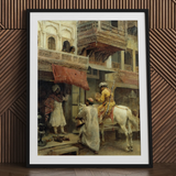 Street Scene in India - Edwin Lord Weeks Art Print / Canvas Black Framed Art Print White Edwin Lord Weeks Print, Turmeric-gold Halts