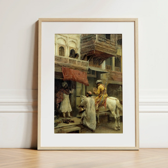 Street Scene in India - Edwin Lord Weeks Art Print / Canvas, Edwin Lord Weeks Art Print, Turmeric-gold Halts Beneath Carved Stone, Ivory