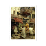 Street Scene in India - Edwin Lord Weeks Art Print / Canvas, Edwin Lord Weeks Art Print, Turmeric-gold Halts Beneath Carved Stone, Ivory
