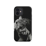 Stretch Corset - 1930s Fashion Photography Iphone Case, 12 / Matte, Black Phone Case Grayscale Hands Crumpled Cloth