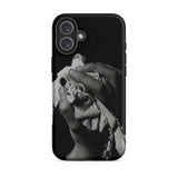 Stretch Corset - 1930s Fashion Photography Iphone Case, 16 Plus / Matte, Black Phone Case Grayscale Hand