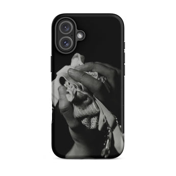 Stretch Corset - 1930s Fashion Photography Iphone Case, 16 Plus / Matte, Black Phone Case Grayscale Hand