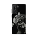 Stretch Corset - 1930s Fashion Photography Samsung Case, Galaxy S21 Fe / Matte, Black Smartphone Case Monochrome Hands Fabric