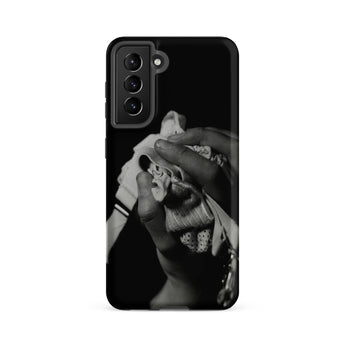 Stretch Corset - 1930s Fashion Photography Samsung Case, Galaxy S21 Fe / Matte, Black Smartphone Case Monochrome Hands Fabric