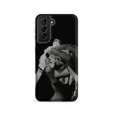 Stretch Corset - 1930s Fashion Photography Samsung Case, Galaxy S21 / Matte, Black White Smartphone Case Close-up Hands Piece Fabric