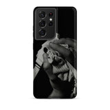 Stretch Corset - 1930s Fashion Photography Samsung Case, Galaxy S21 Ultra / Matte, Black Smartphone Case Grayscale Hands Piece Crumpled