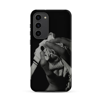 Stretch Corset - 1930s Fashion Photography Samsung Case, Galaxy S23 Plus / Matte, Black Smartphone Case Monochrome Hands Fabric