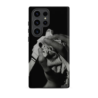 Stretch Corset - 1930s Fashion Photography Samsung Case, Galaxy S23 Ultra / Matte, Black Smartphone Case Monochrome Hands Cloth