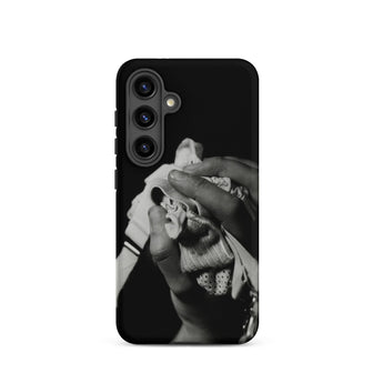 Stretch Corset - 1930s Fashion Photography Samsung Case, Galaxy S24 / Matte, Black Phone Case Grayscale Hands Crumpled Fabric