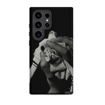 Stretch Corset - 1930s Fashion Photography Samsung Case, Galaxy S24 Ultra / Matte, Black Phone Case Monochrome Hands Crumpled Cloth