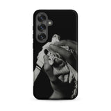 Stretch Corset - 1930s Fashion Photography Samsung Case, Galaxy S25 Plus / Matte, Black Smartphone Case Monochrome Hands Fabric