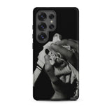 Stretch Corset - 1930s Fashion Photography Samsung Case, Galaxy S25 Ultra / Matte, Black Phone Case Monochrome Hands Fabric