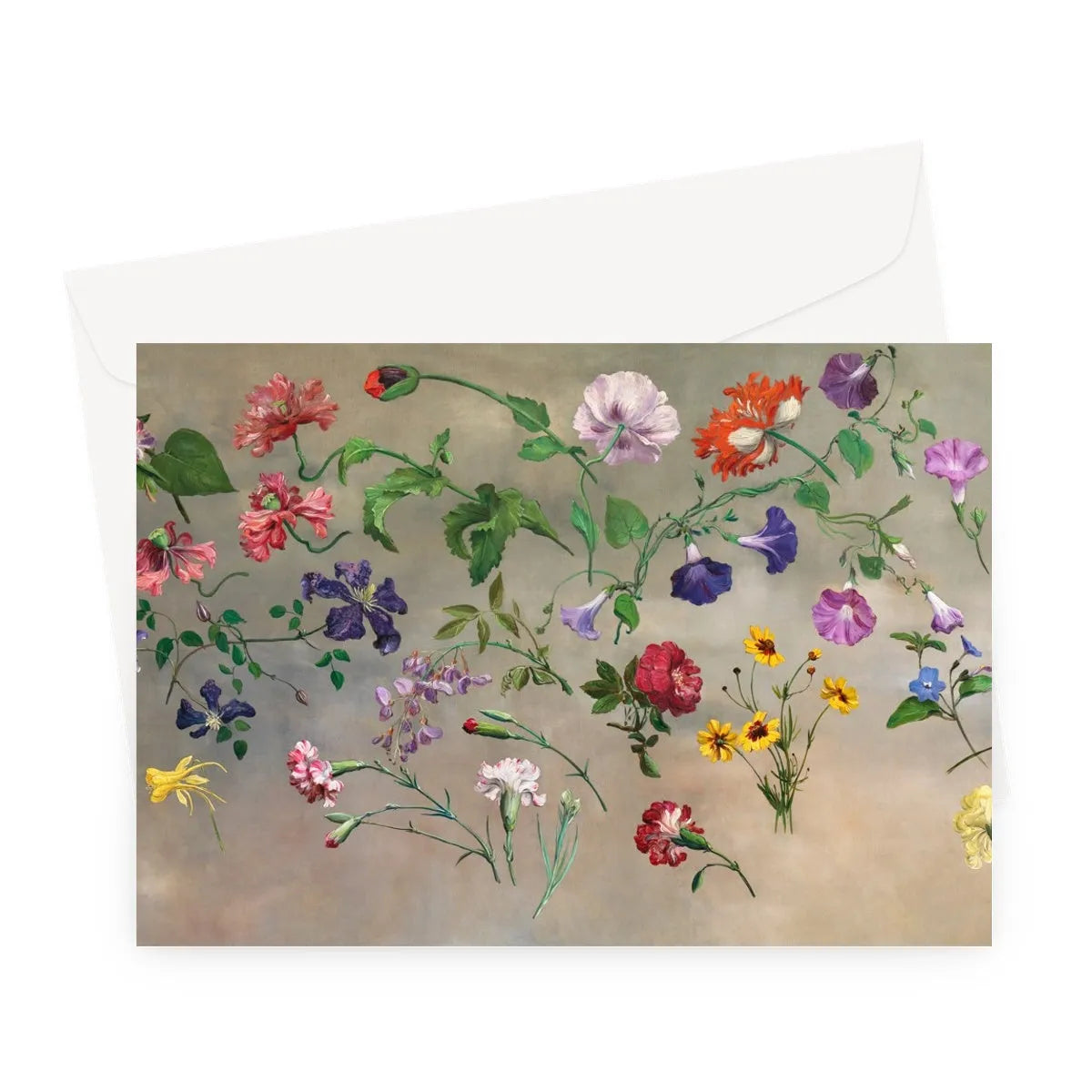 Studies Of Flowers By Jacques–laurent Agasse Greeting Card - A5 Landscape / 1 Card - Greeting & Note Cards