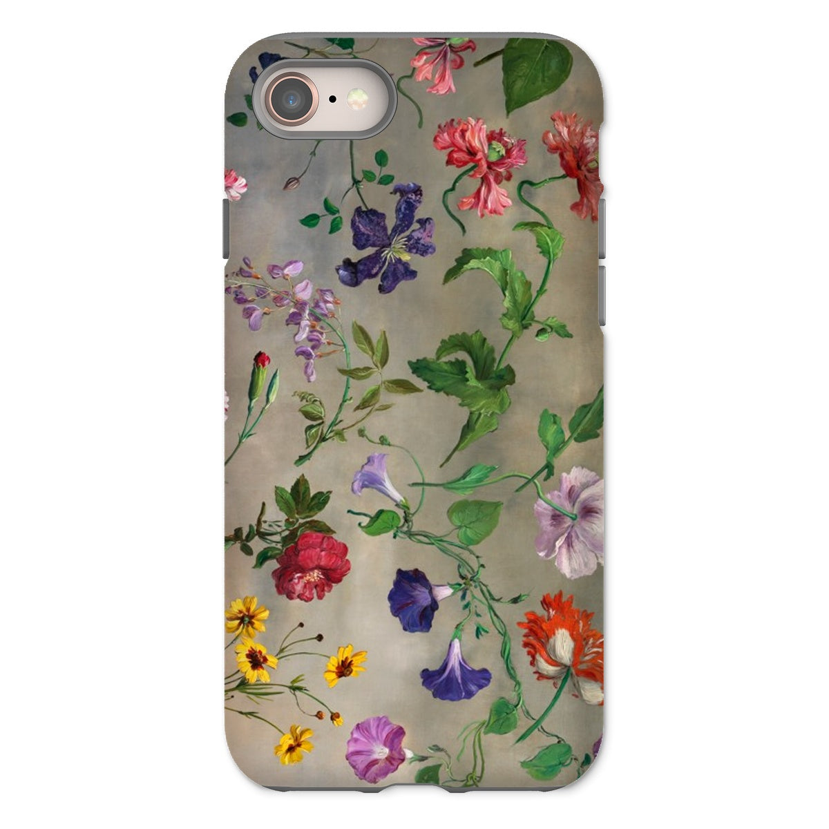 Studies of Flowers Jacques–laurent Agasse Iphone Case, 8 / Matte, Floral Patterned Phone Case Colorful Flowers Leaves Light Background