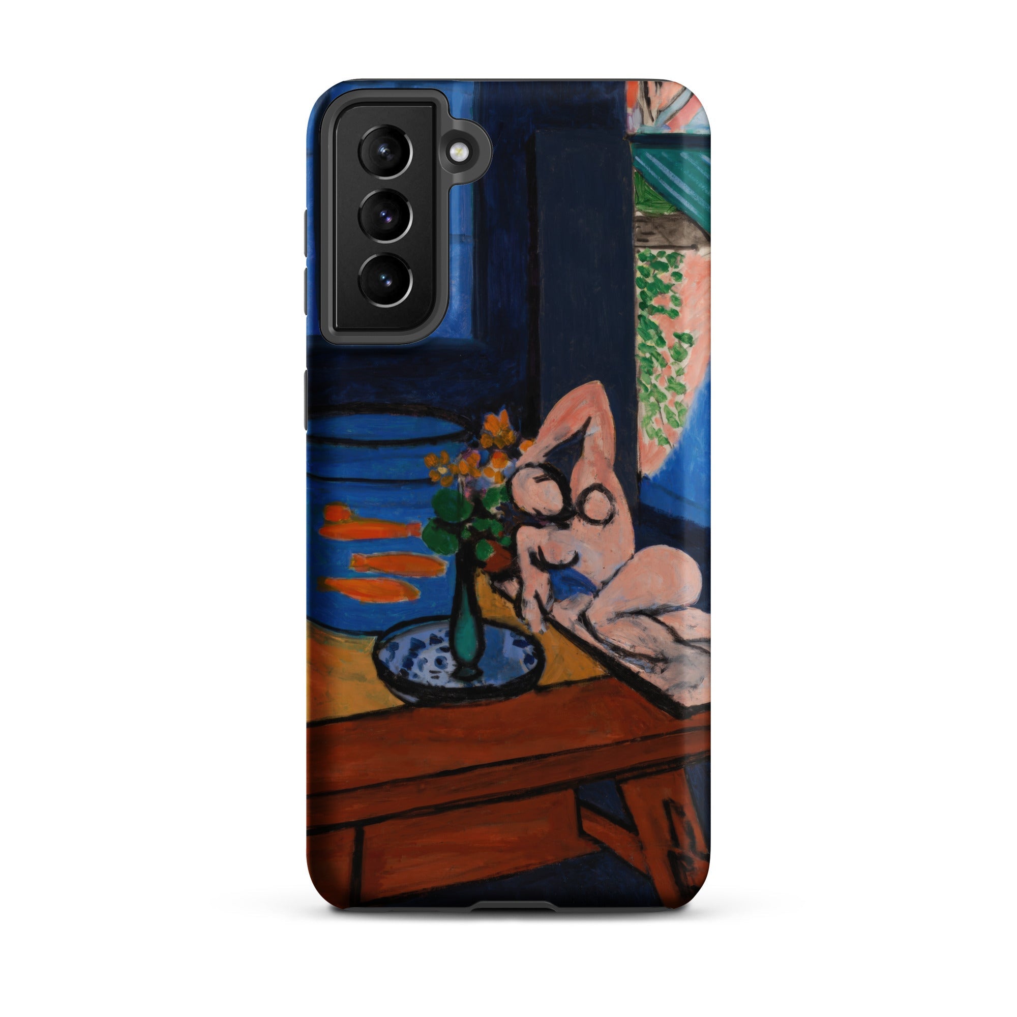 Studio with Goldfish Henri Matisse Samsung Case, Galaxy S21 Plus / Matte, Dark Blue Phone Case Colorful Painting