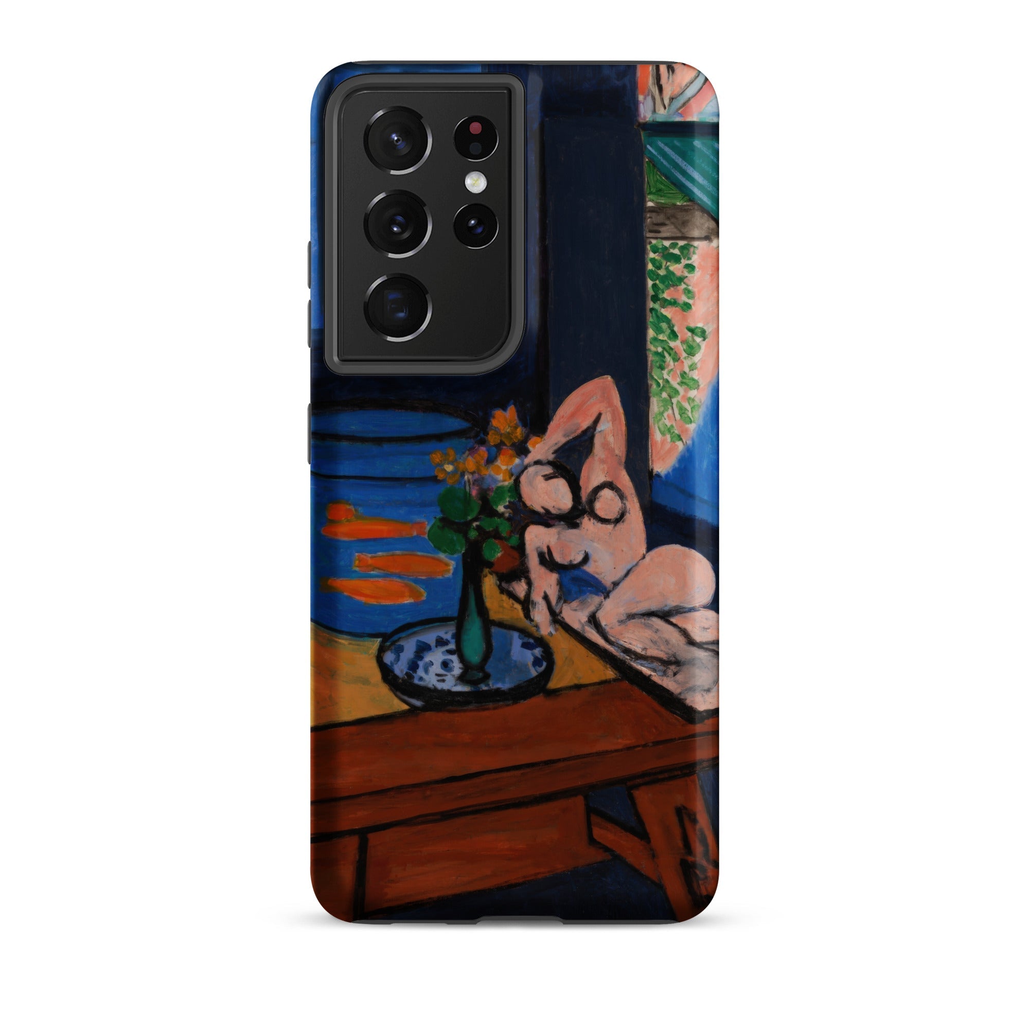 Studio with Goldfish Henri Matisse Samsung Case, Galaxy S21 Ultra / Matte, Smartphone Case Painted Design Nude Figure Vase Flowers