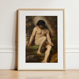 Study of Adam for Paradise - Alexandre Cabanel Fine Art Print / Canvas, 12x16’’ / 31x41cm / Natural Frame / Matboard, Posters Prints &