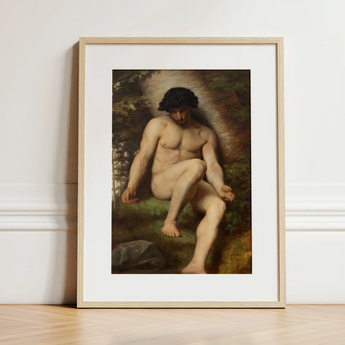 Study of Adam for Paradise - Alexandre Cabanel Fine Art Print / Canvas, 12x16’’ / 31x41cm / Natural Frame / Matboard, Posters Prints &